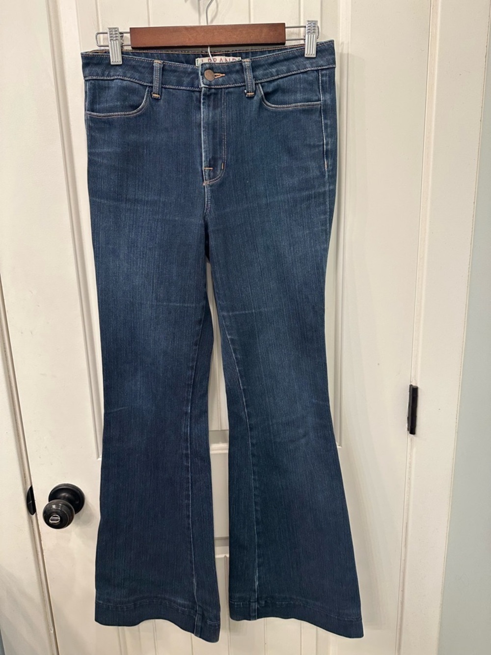 J Brand The Doll High Rise Flare Jeans Size 29 Dark Wash 4-Way Stretch - Picture 4 of 10